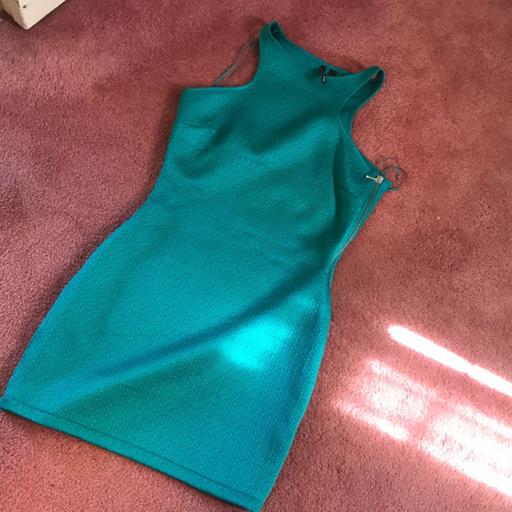 MNG Casual teal zip side body con tank mini dress